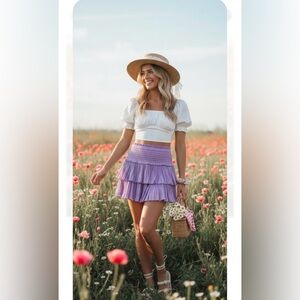 Reset. Chic Lavender Ruffled Mini Skirt